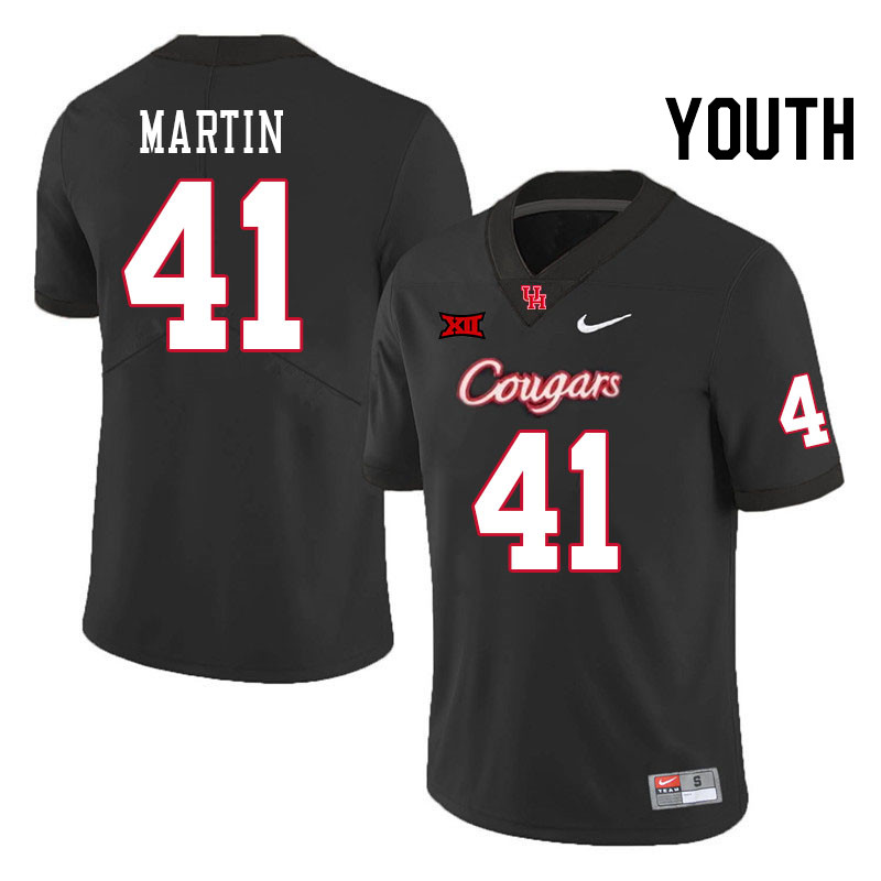 Youth #41 Jack Martin Houston Cougars Big 12 XII College Football Jerseys Stitched-Black